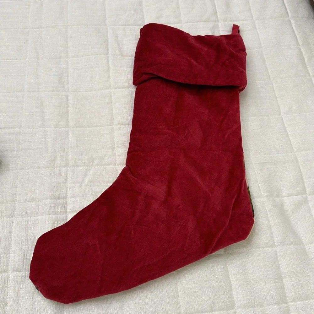 Pottery Barn 2010 Lined Poinsettia Birds Velvet Christmas Stockings - Picture 8 of 8